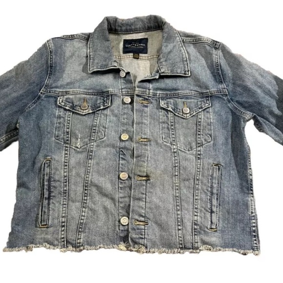 Lucky Brand Women's Small Denim The Tomboy Trucker Cut Off Jacket Size Large - Picture 1 of 4